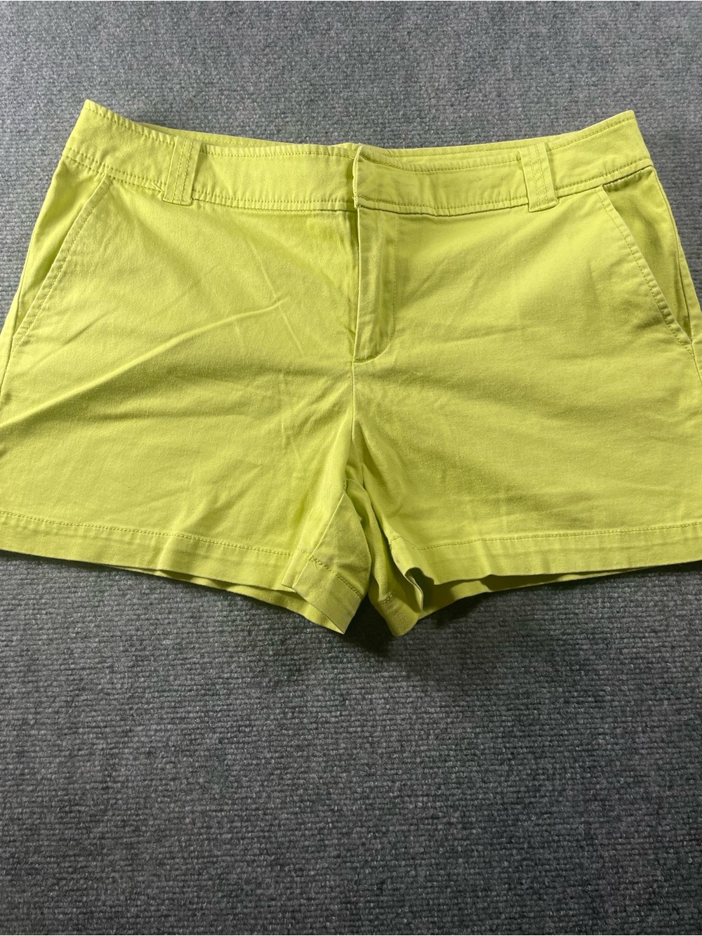 New York & Company Lime Green High-Rise Cotton Shorts